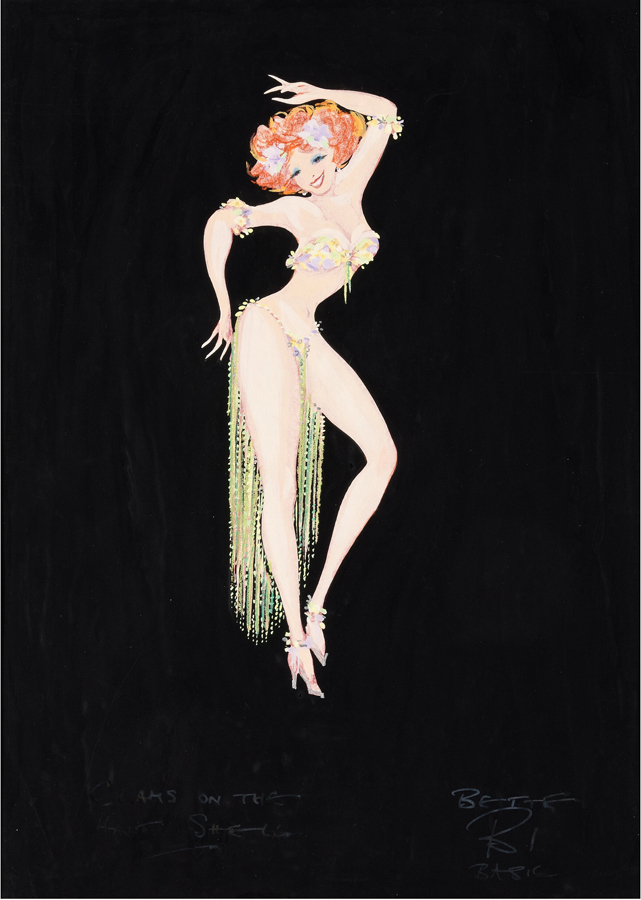 La subasta del 16 de mayo incluye un grupo de dos carteras con el vestuario y el diseño escénico de Walton para 'Clams on the Half Shell Revue' de Bette Midler de 1975